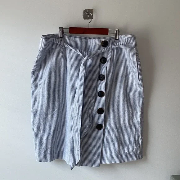 Boden Blue & White Striped Seeersucker Skirt 14 - Picture 3 of 11